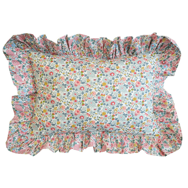 Betsy Candyfloss Ruffle Oblong Cushion, 38 x 53cm, Grey