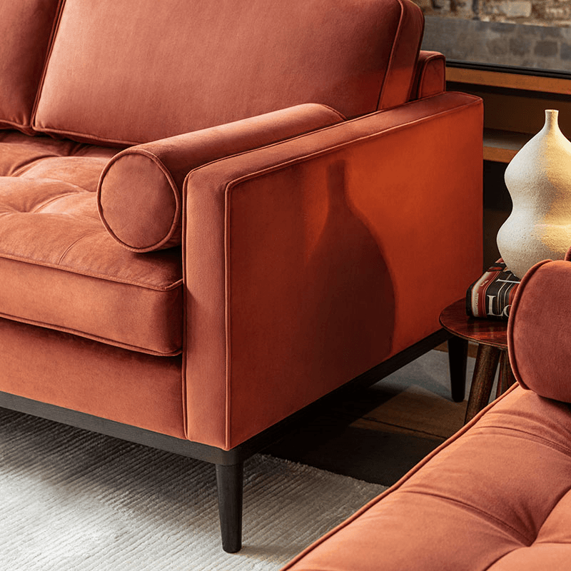 Model 02 Velvet 3 Seater Sofa, Brick
