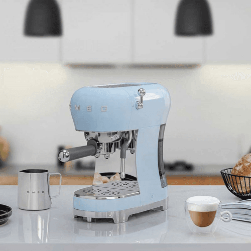 Image showing the 50's Style Espresso Coffee Machine, Pastel Blue product.
