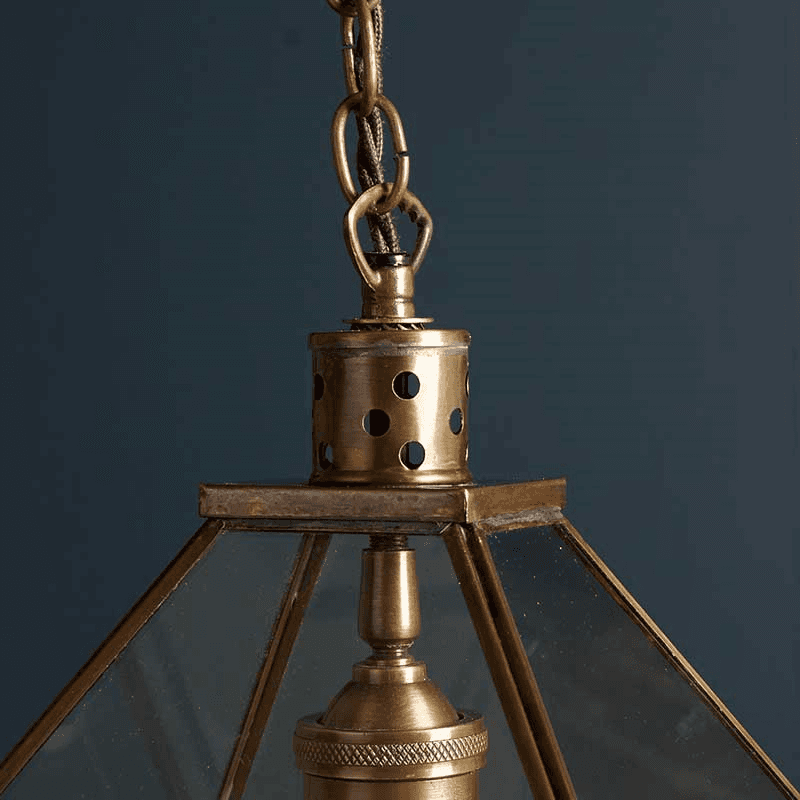 Carrington Large Lantern Pendant, H47cm x W20cm, Antique Brass