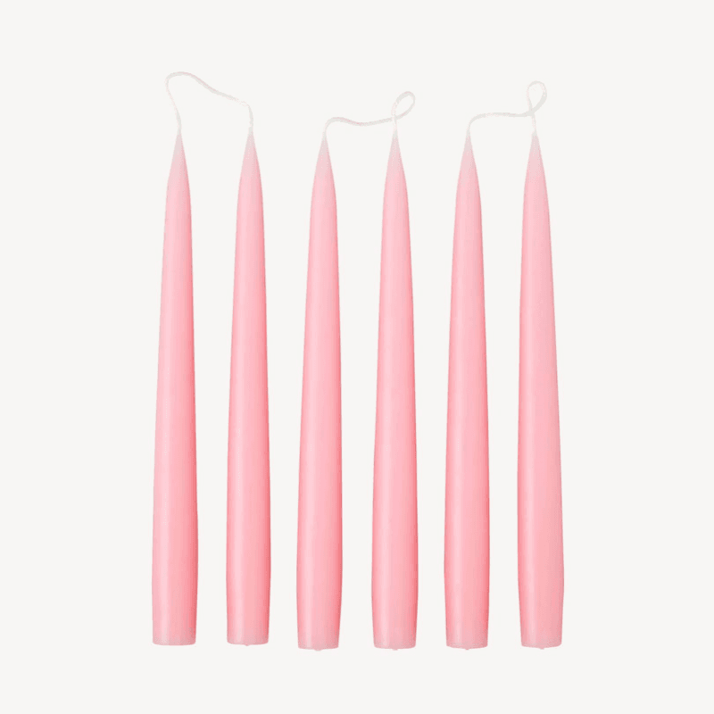 Set of 6 Tapered Dinner Candles, H25cm, Candy Pink
