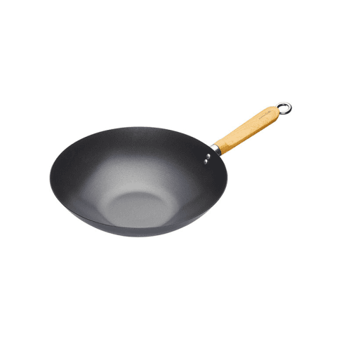 Image showing the World of Flavours - Oriental Non-stick wok, Dia30cm, non-stick carbon steel with wooden handle product.