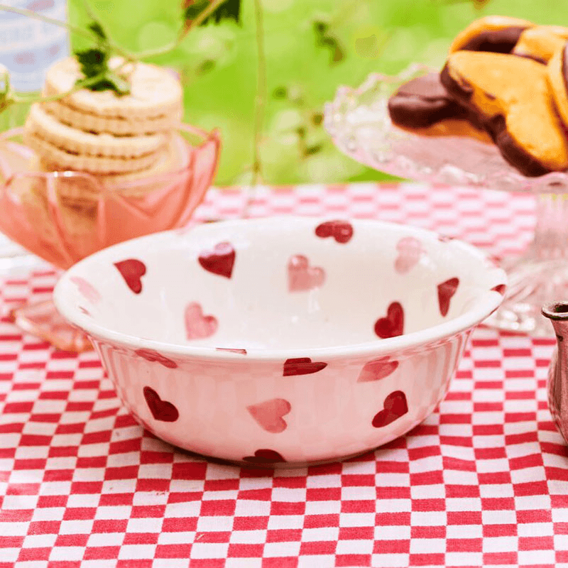 Pink Hearts Cereal Bowl, D16.5cm, Cream