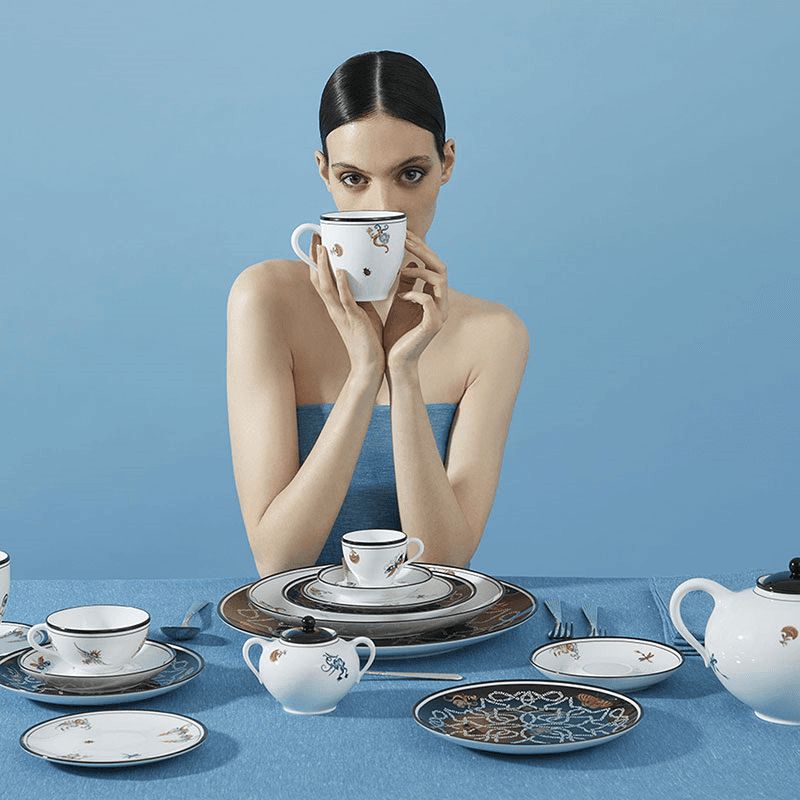 Arcadia Set of 2 Coffee Cups with Saucers, 100ml, White