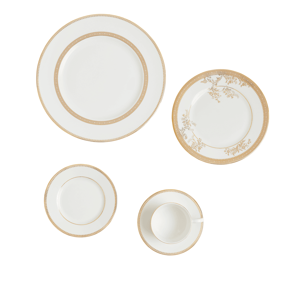 Lace 10 Piece Dinnerware Set, Gold