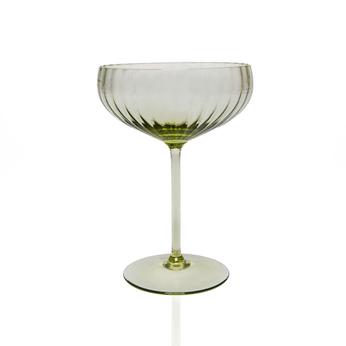 Image showing the Lyon Set of 2 Champagne Saucers, 210ml, Olive Green product.
