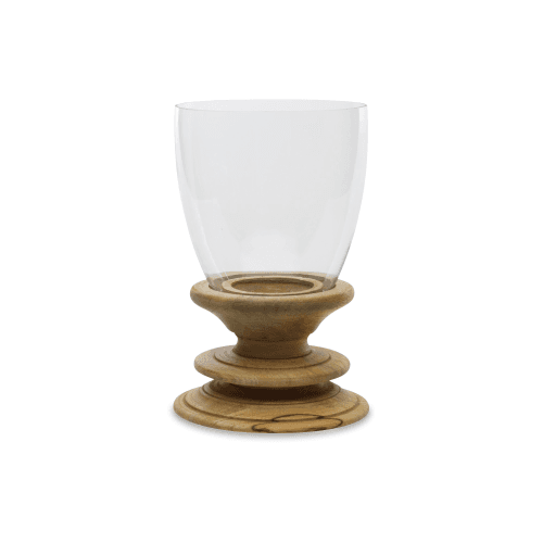 Image showing the Eluru Lantern, Small, 28.5 x 18cm, Mango Wood and Glass product.