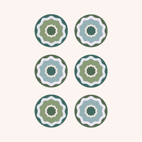 Image showing the Crab Apple Set of 6 Coasters, D10cm, Green product.