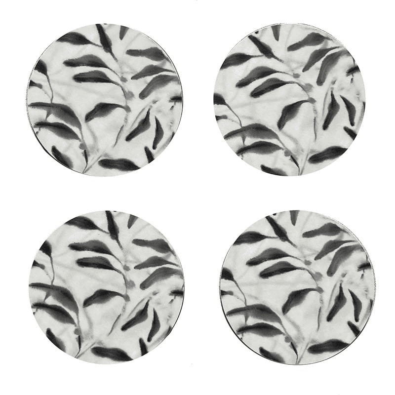 Amongst Set of 4 Coasters, D10cm, Beige Grey