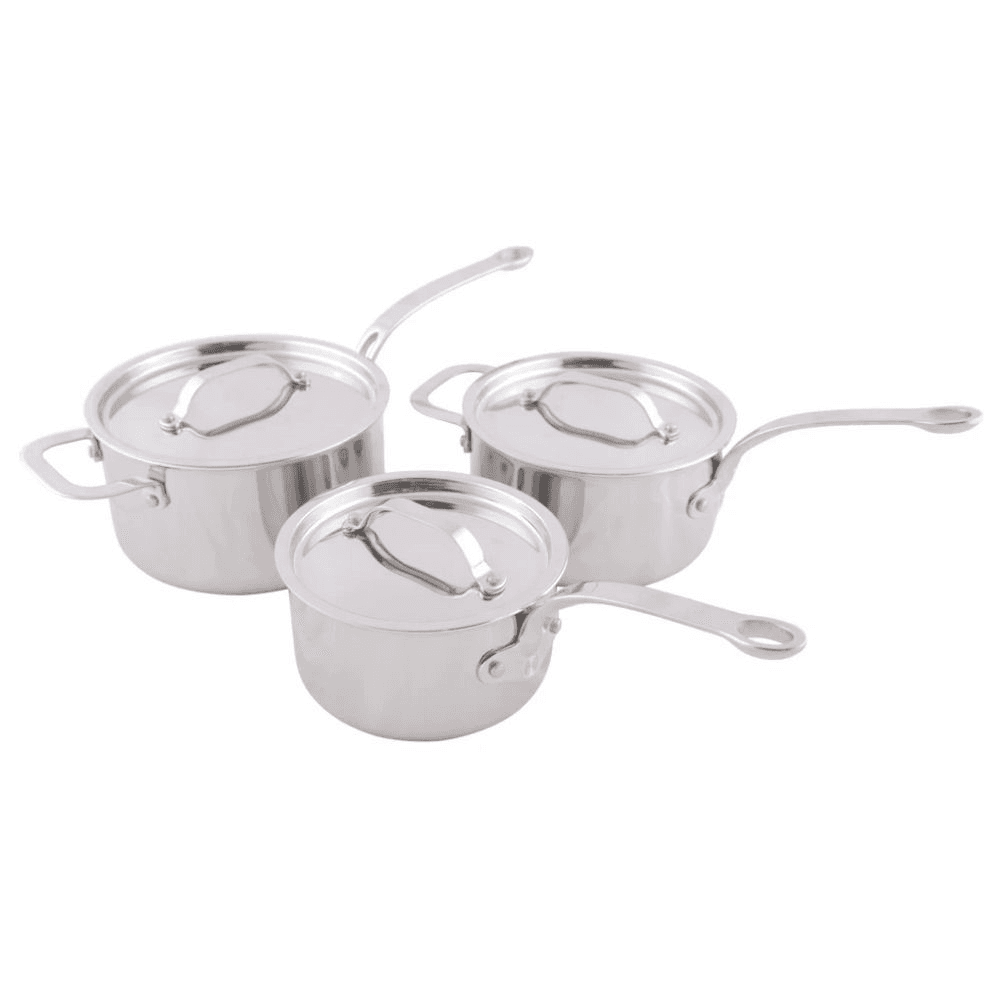 Stainless Steel Tri-Ply Saucepans, Set of 3