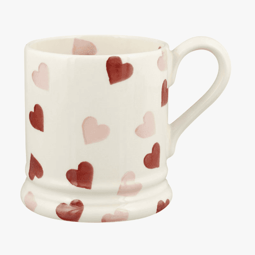 Image showing the Pink Hearts Mug, 300ml, Cream product.