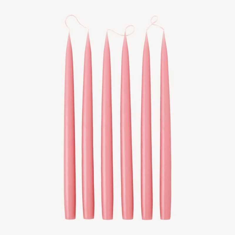 Set of 6 Tapered Dinner Candles, H35cm, Vintage Rose