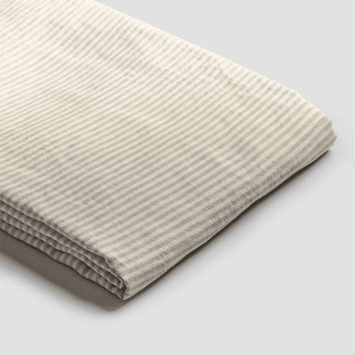 Image showing the Stripe Linen Blend Duvet Cover, Double, Oatmeal product.