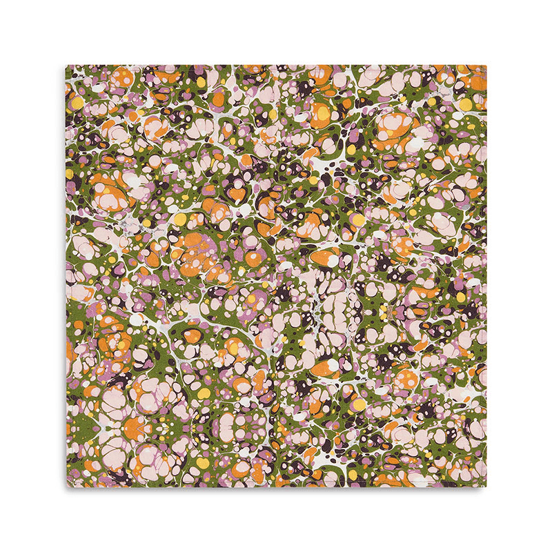S&B Marble Napkin, 50cm x 50cm, Green, Rose Pink & Orange