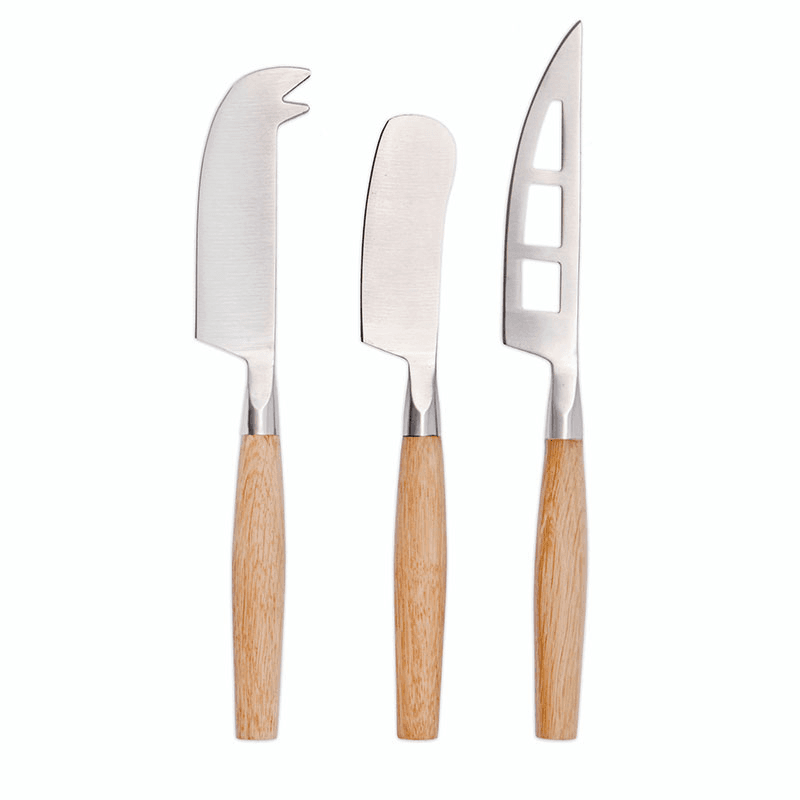 Set of 3 Cheese Knives, Oak