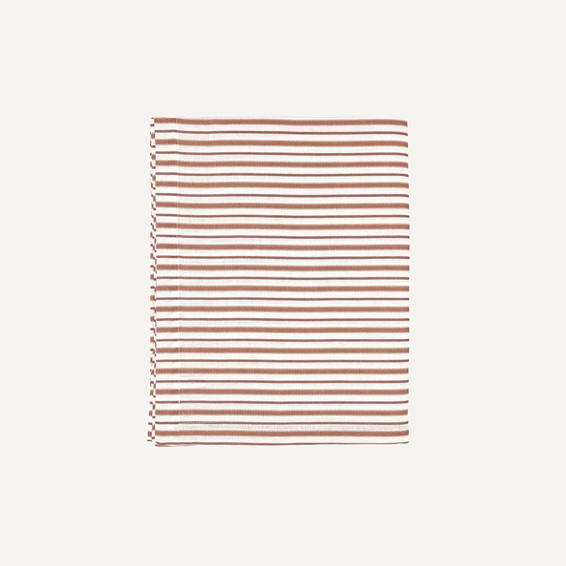 Victoria Striped Linen Tablecloth, 160 x 260cm, Dusty Rosewood