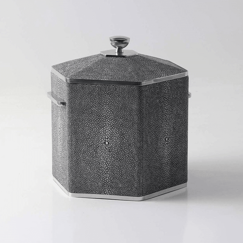 Ice Bucket, Charcoal Shagreen