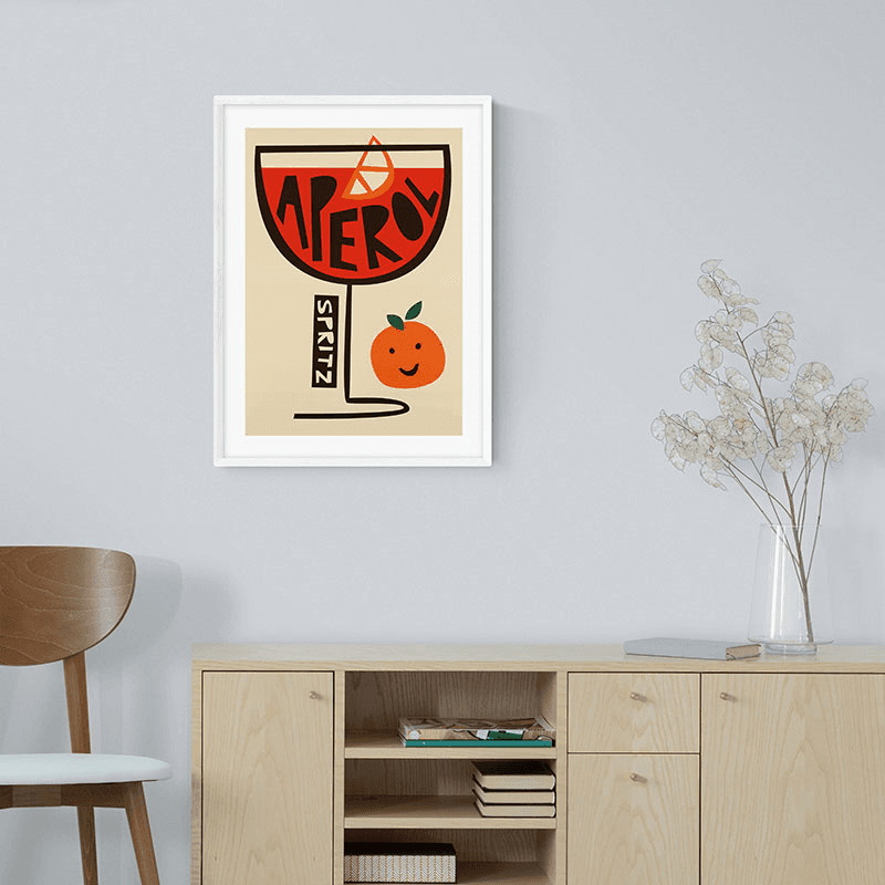 Fox and Velvet Aperol Spritz Art Print, H44 x W32cm, Multi
