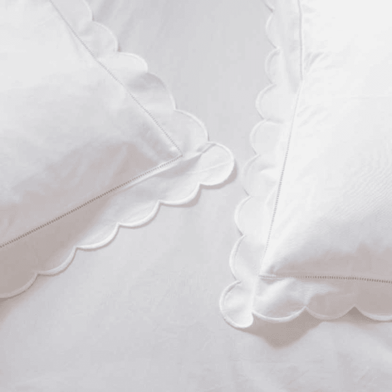 Scallop Super King Duvet Cover, White