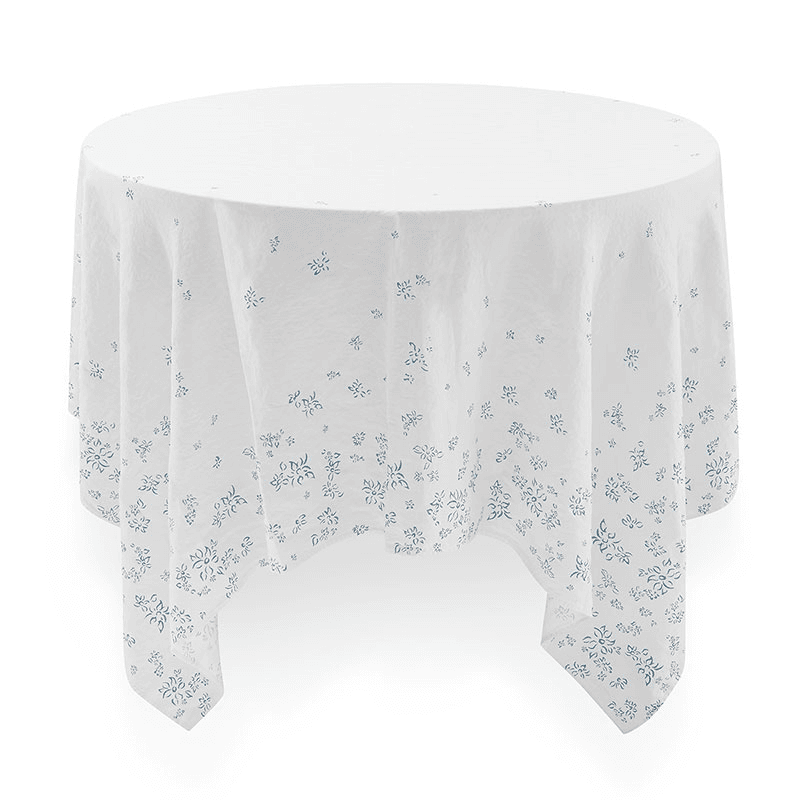 Bernadette's Falling Flower Linen Tablecloth, 200 x 200cm, Light Blue