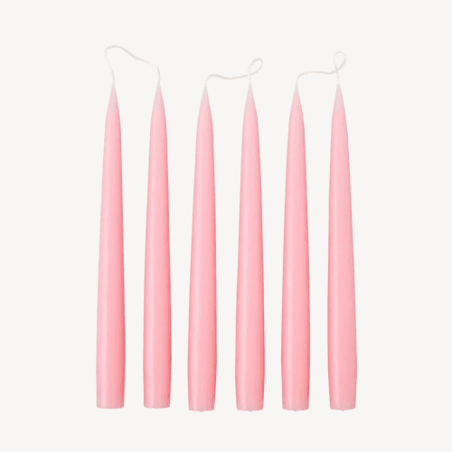 Image showing the Set of 6 Tapered Dinner Candles, H25cm, Candy Pink product.