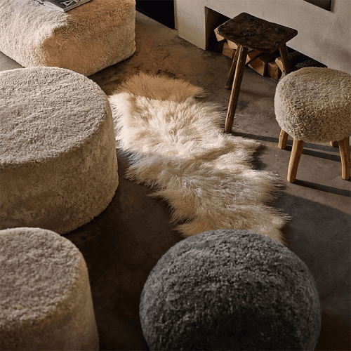 Image showing the Sheepskin Cosy Sheepskin Pouffe, Truffle product.
