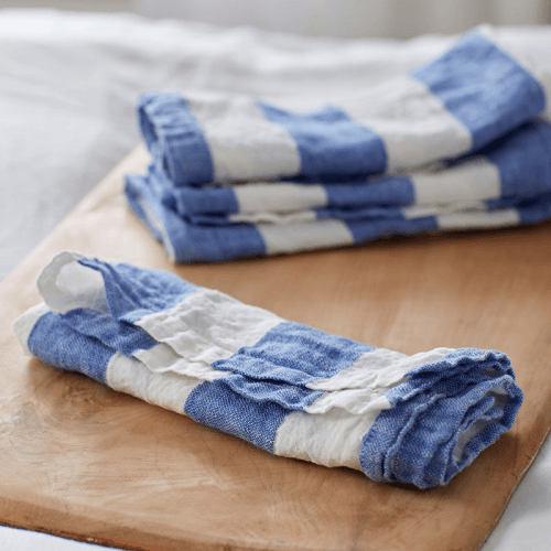 Image showing the Cora Wide Stripe Set of 4 Napkins, 47 x 47cm, Blue product.