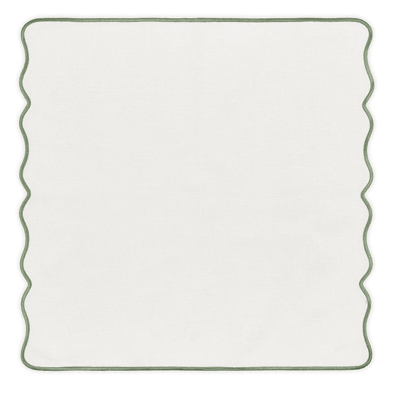 Scalloped Linen Dinner Napkin, 50cm, Artichoke