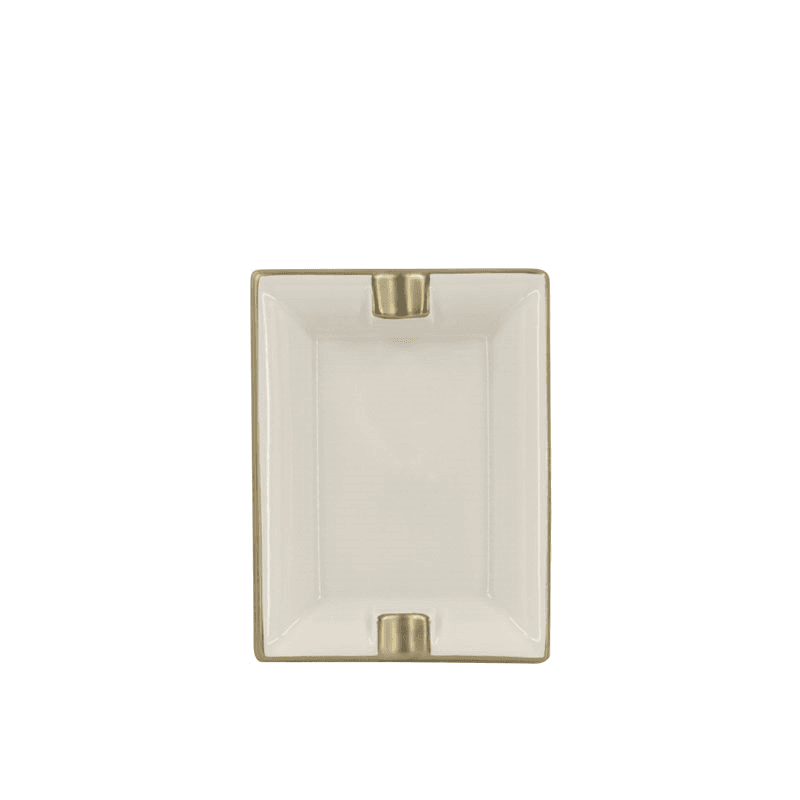 Sous Le Soleil Ashtray, W9.5 x L11cm, Matt Gold Classic Ivory