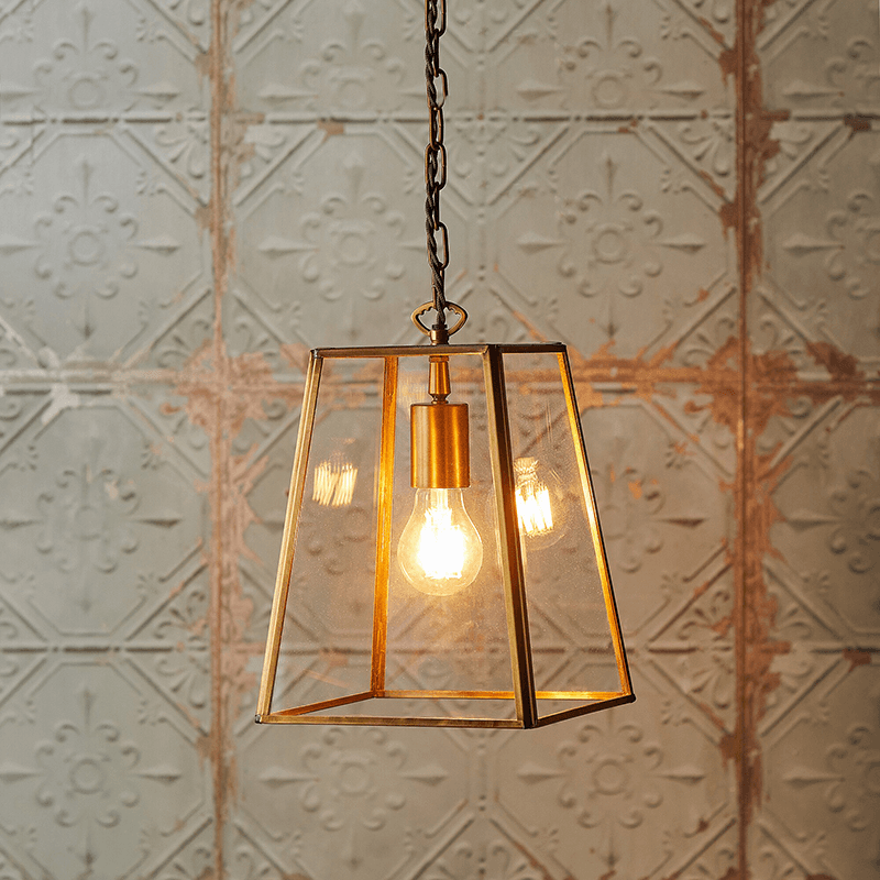 Luxor Small Lantern Pendant, H26cm x W20cm, Antique Brass
