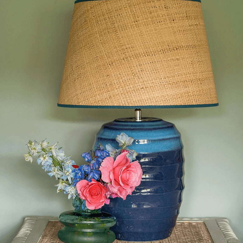 Beehive Ceramic Lamp, H 35.5cm, Blue