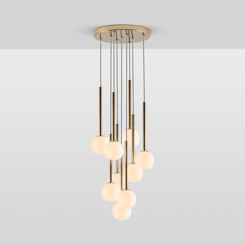 Globe Cluster Pendant Light, H99cm, Brass
