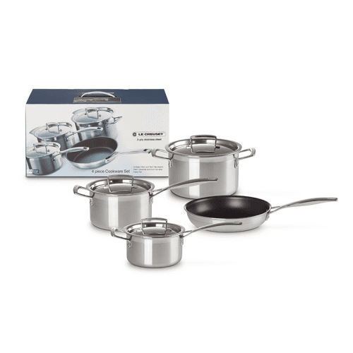Image showing the Classic 3-ply 4-Piece Cookware Set, Stainless Steel product.