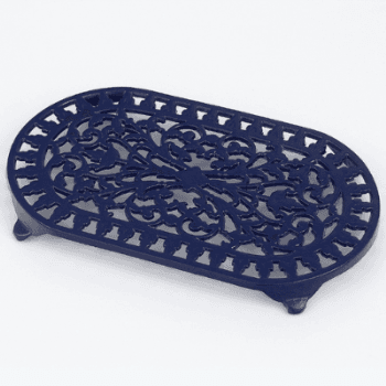 Image showing the Oval Trivet, Cast Iron, Blue, Large product.