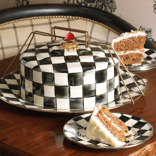 Image showing the Courtly Check Cake carrier, 41 x 18cm, Enamel product.