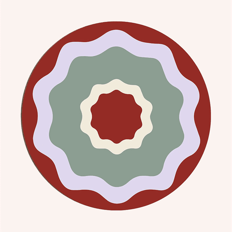 Rhubarb Ripple Set of 6 Placemats, D29cm, Multi