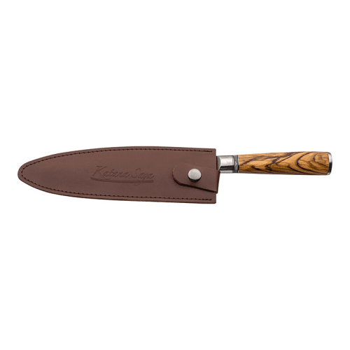 Image showing the Katana Saya Olive Wood Chef's Knife, 20cm Damascus Blade product.