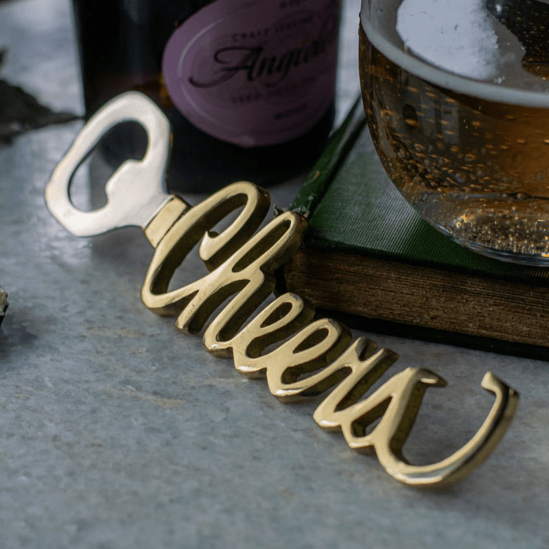 Cheers Bottle Opener, L17cm, Gold
