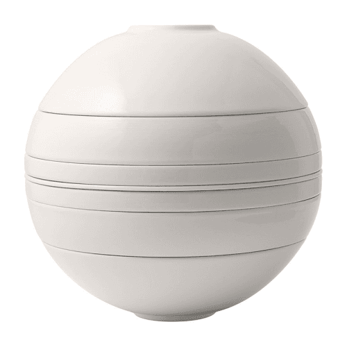 Image showing the Iconic La Boule Stacking 7 Piece Plate & Bowl Set, D23cm, White product.