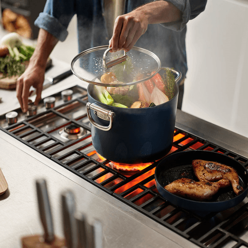 Image showing the Space Folding Stock Pot & Lid, 25cm, Midnight Blue product.