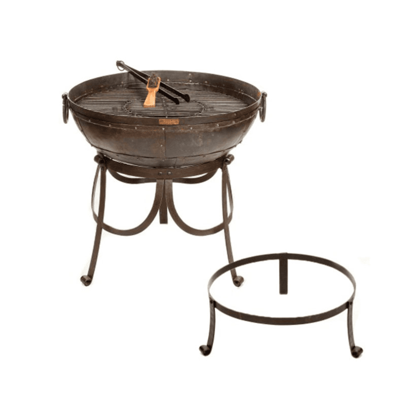 The Recycled Kadai Fire Pit & Stand Set, Black