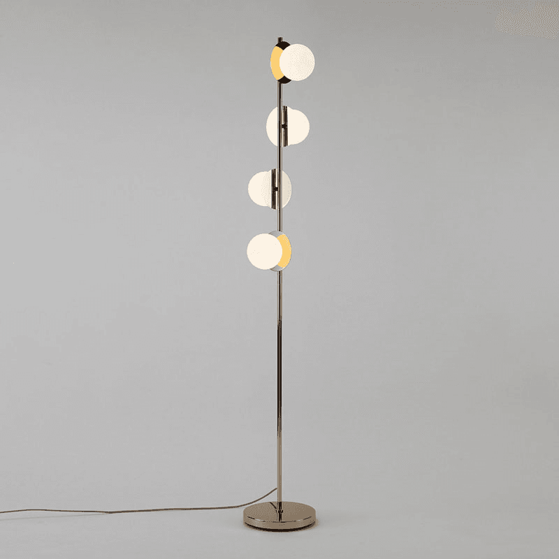 Disk Opal Floor Lamp, H167cm, Brass