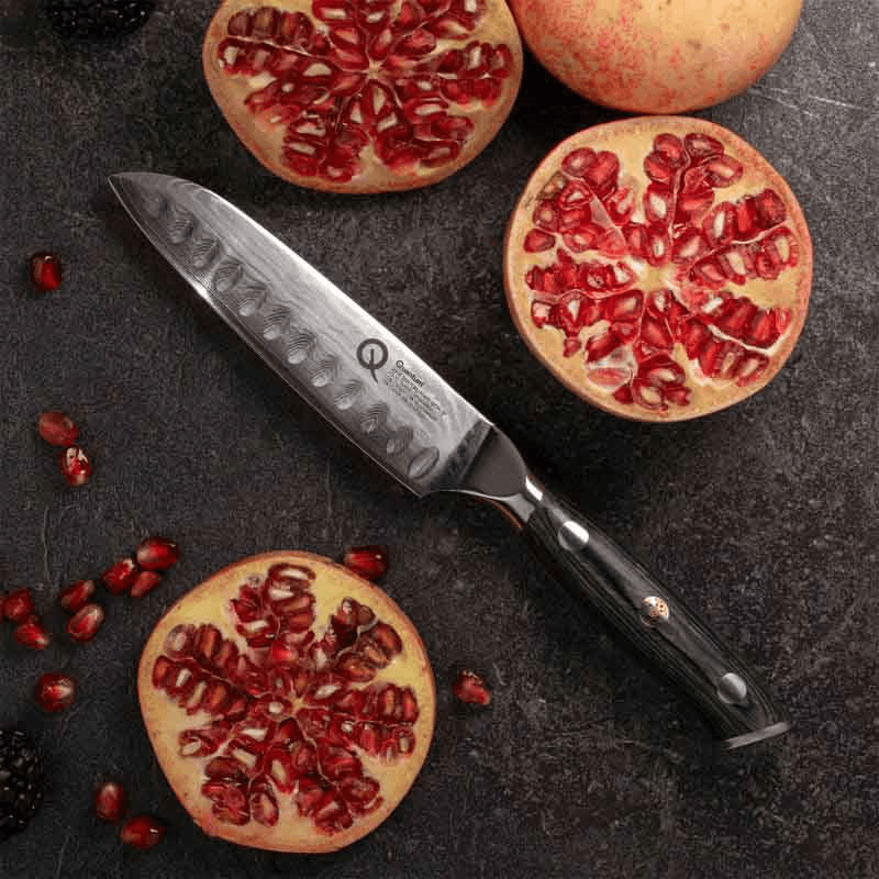 Q30 Series Damascus Steel Santoku Knife, 12cm, Black