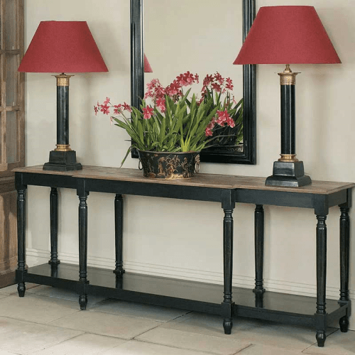Image showing the Upton Console table, L200 x W50 x H80cm, Black Weathered Oak product.
