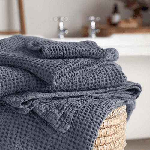 Image showing the Cotton Waffle Towel, Jumbo Bath Sheet, French Blue product.
