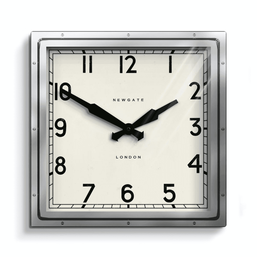 Quad Wall clock, D40cm, Polished Chrome Steel