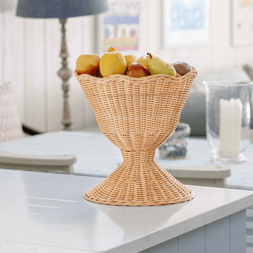 Image showing the Freya Scalloped Rattan Bowl, D22cm, Natural product.
