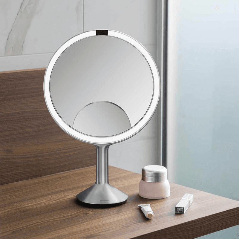 Sensor Mirror Trio Max with Touch-Control Brightness, D25cm, Brushed Stainless Steel