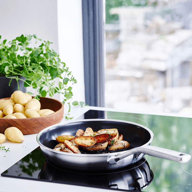 MultiPly - Ceramic Stainless Steel Non-Stick Frying Pan Set, 20cm & 28cm, Silver