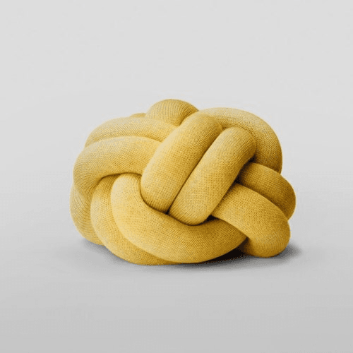 Image showing the Knot Cushion, H30 x W30 x D15cm, yellow product.